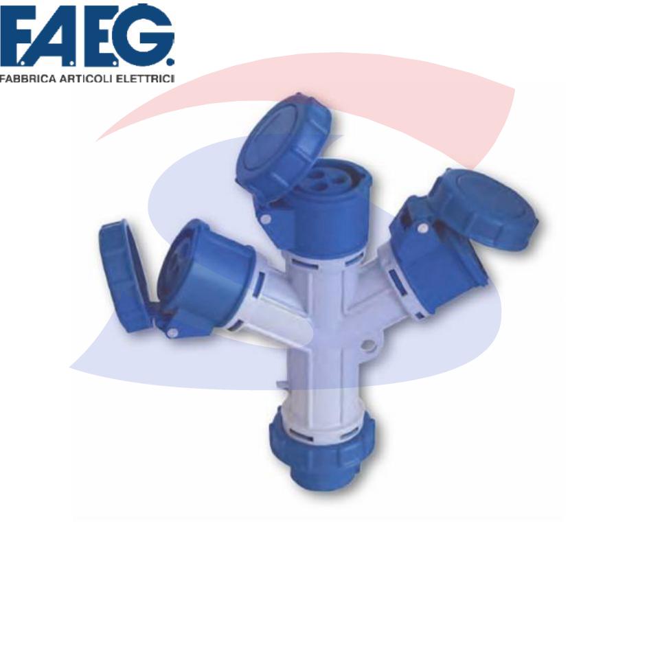 Moltiplicatore industriale Spina 2P+T e 3 prese 2P+T 16A - FAEG 23603