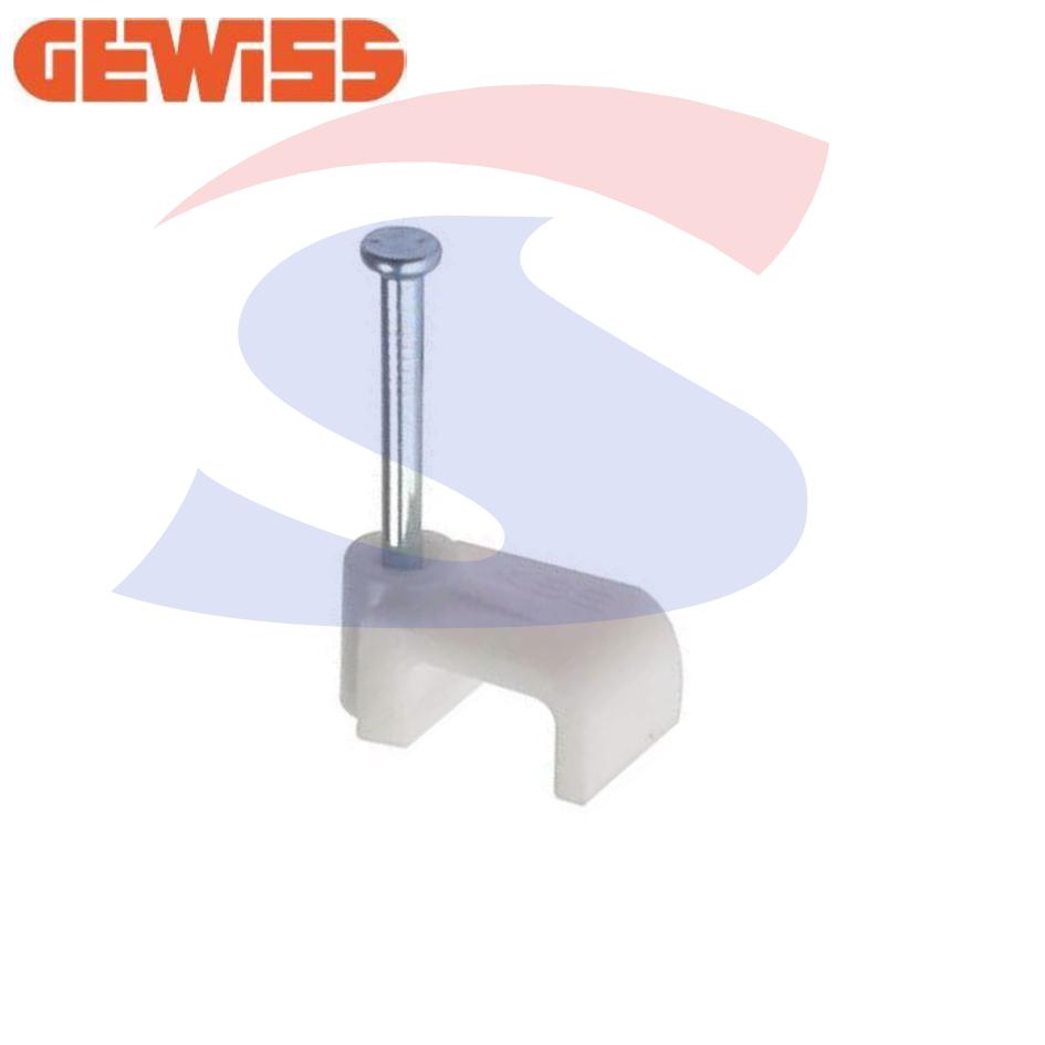 Graffetta con chiodo per cavo piatto 10-11 mm Bianca - GEWISS GW50625