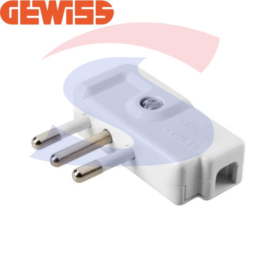 Spina mobile 90° GEWISS 2 Poli+T 10 A, Bianco - GEWISS GW28007
