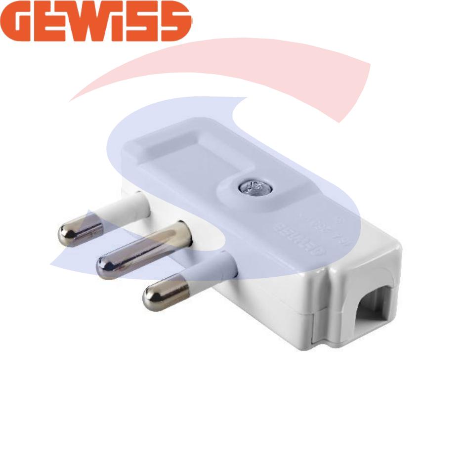 Spina mobile 90° GEWISS 2 Poli+T 16 A, Bianco - GEWISS GW28009