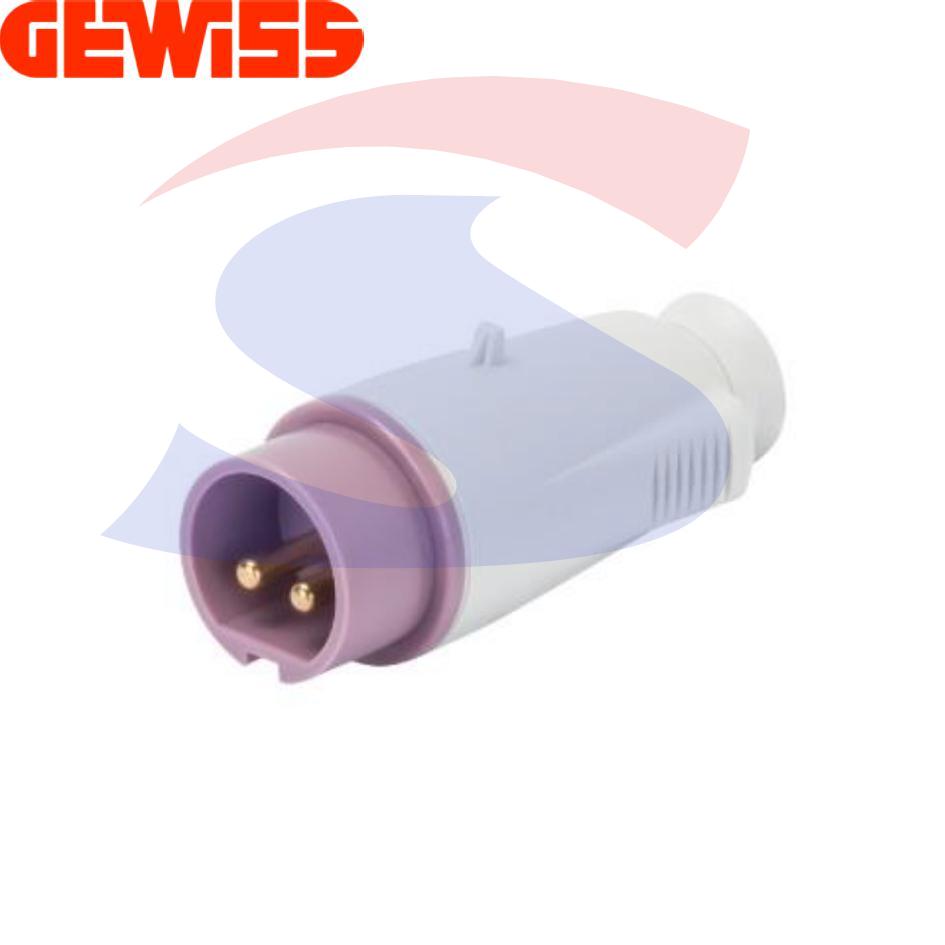 Spina industriale mobile diritta 2P 16A 20-25 V, Viola - GEWISS GW60064