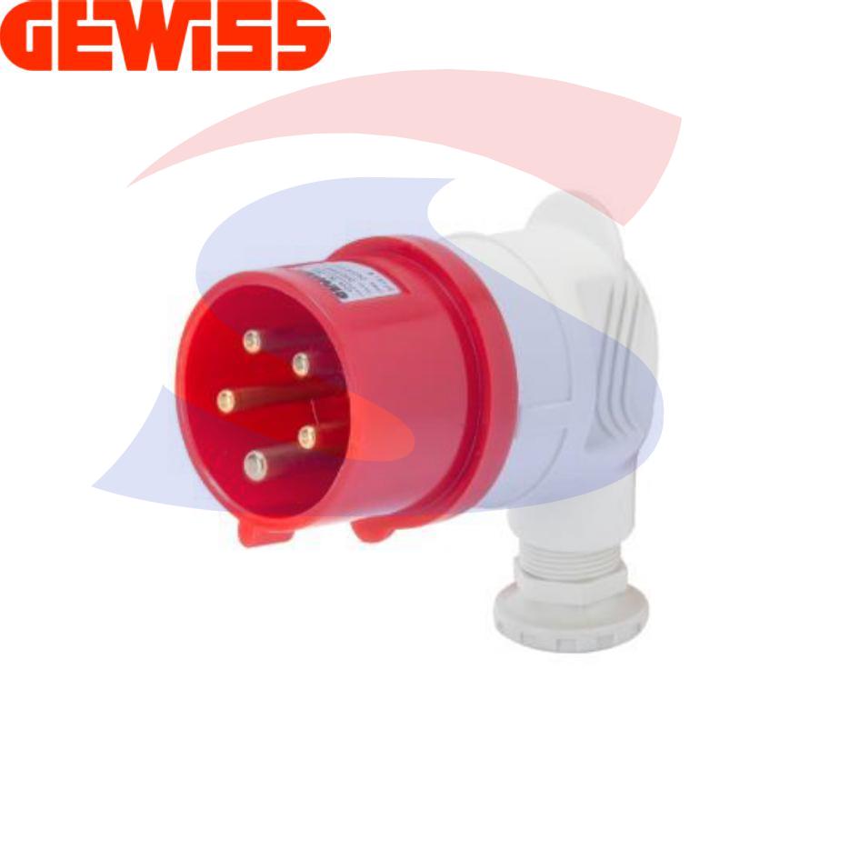Spina industriale mobile a 90° 3P+T 16A 380-415 V, Rosso - GEWISS GW60089