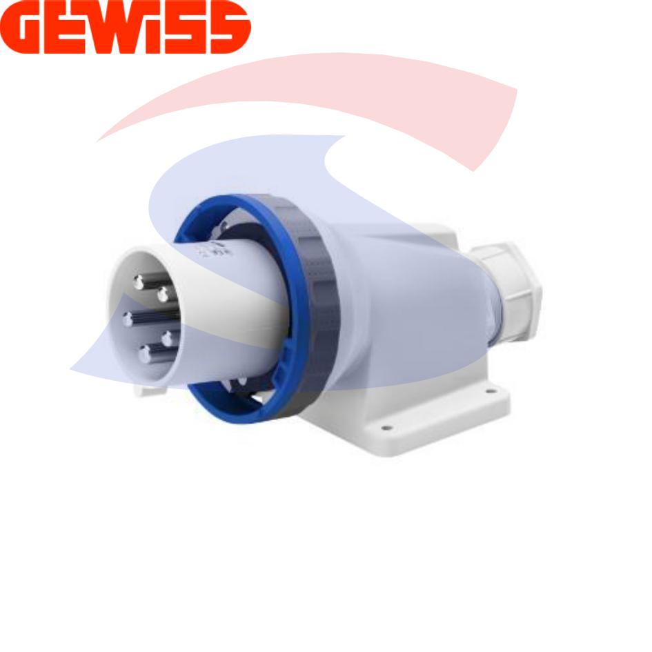 Spina industriale fissa da parete 90° 2P+T 63A 200-250V, Blu - GEWISS GW61448