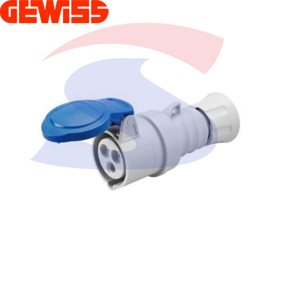 Presa industriale mobile diritta 2P+T da 16 A 200-250 V, Blu - GEWISS GW62004FH