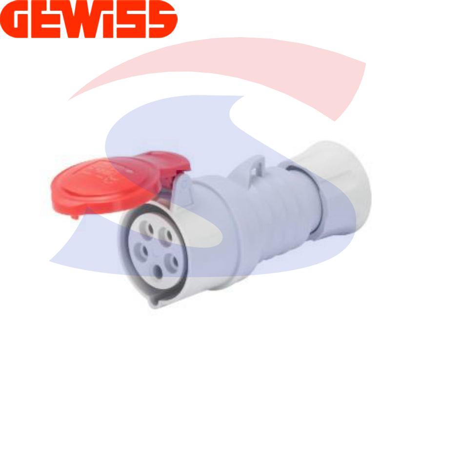 Presa industriale mobile diritta 3P+N+T 32A 380-415 V, Rosso - GEWISS GW62020FH