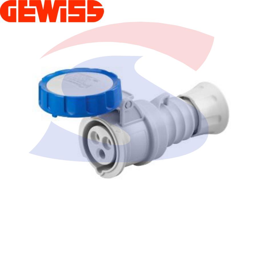 Presa mobile diritta stagna 2P+T 16A 200-250 V, Blu - GEWISS GW62026H