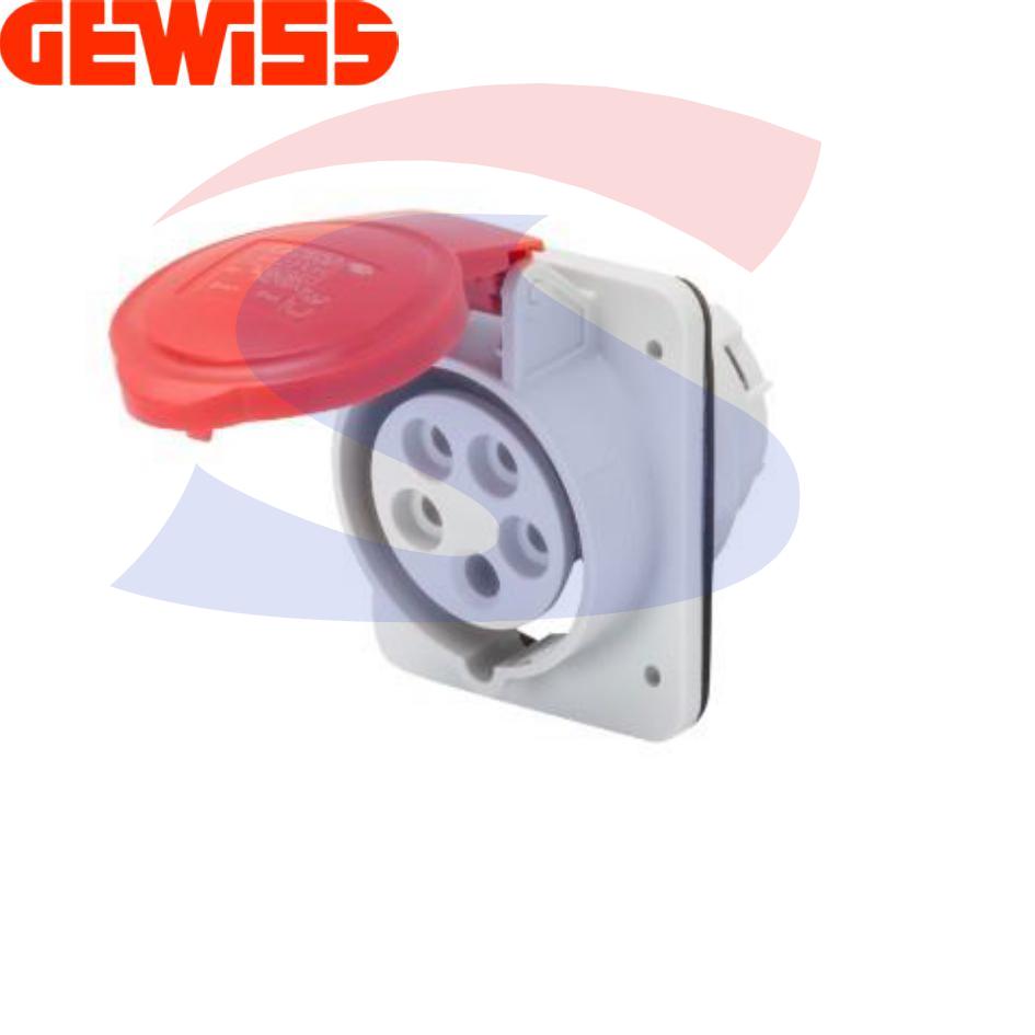 Presa fissa da incasso 3P+N+T da 16 A 380-415 V, Rosso - GEWISS GW62210H