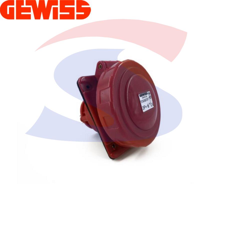 Presa stagna fissa da incasso 3P+T da 32 A 380-415 V, Rosso - GEWISS GW62242