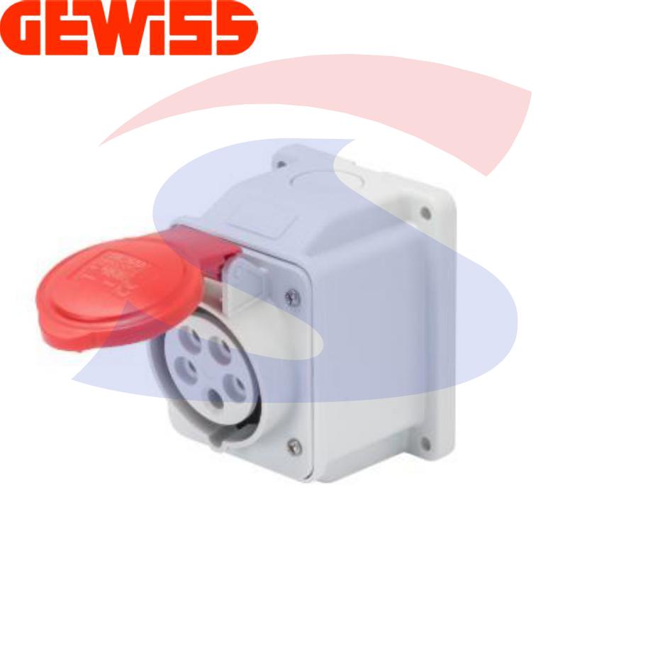 Presa fissa da parete 3P+T 16A 380-415 V, Rosso - GEWISS GW62408