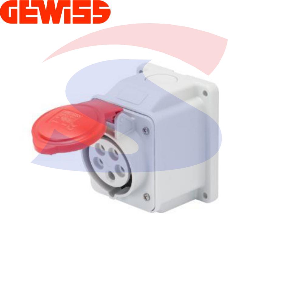 Presa fissa da parete 3P + N +T 16A 380-415 V, Rosso - GEWISS GW62409