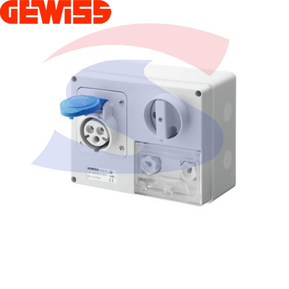 Presa fissa orizzontale 2P + T 16A 200-250 V, Blu - GEWISS GW66026