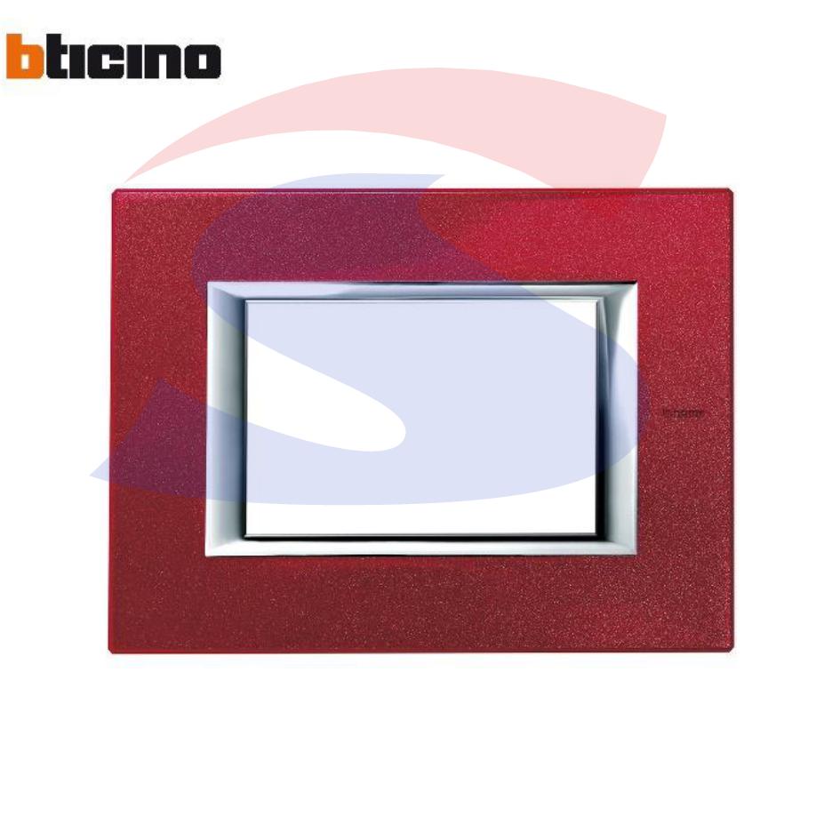Placca 3 posti colore Rosso China serie Axolute - BTICINO HA4803RC