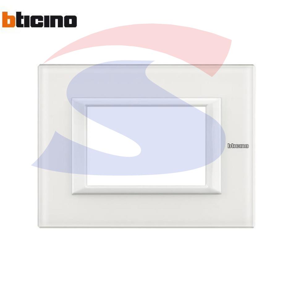 Placca in vetro 3 posti colore Bianco serie Axolute - BTICINO HA4803VBB