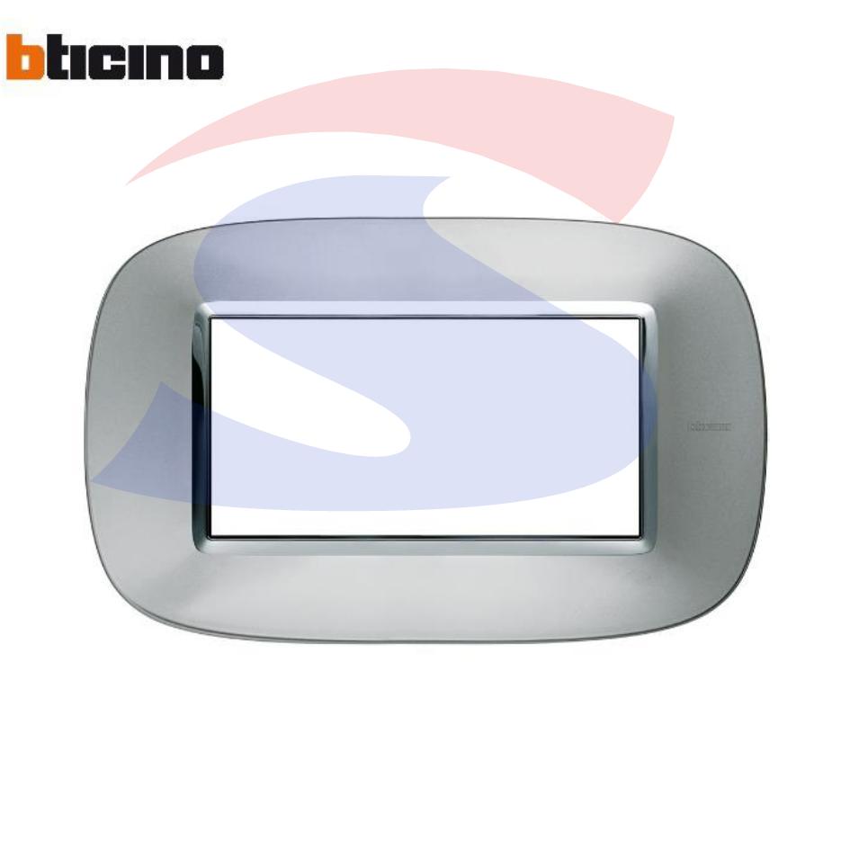 Placca 4 posti colore Alluminio metallizzato serie Axolute - BTICINO HB4804XC