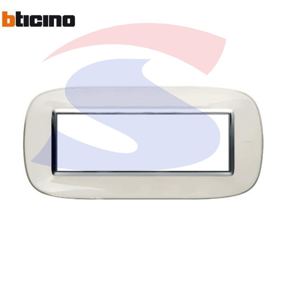 Placca 6 posti colore Bianco liquid serie Axolute - BTICINO HB4806DB