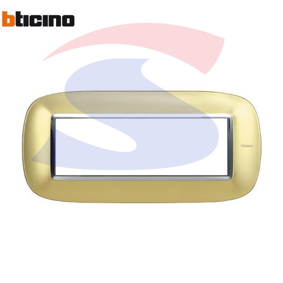 Placca 6 posti colore oro satinato serie Axolute - BTICINO HB4806OSN