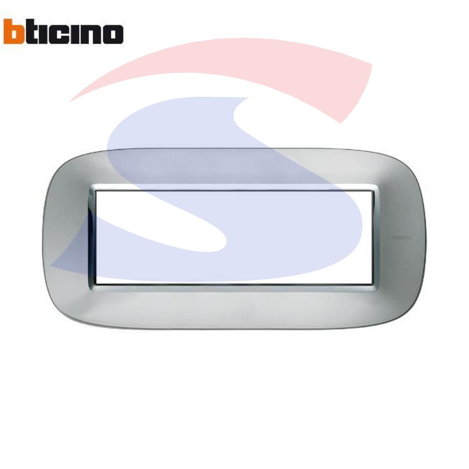Placca 6 posti colore Alluminio metallizzato serie Axolute - BTICINO HB4806XC