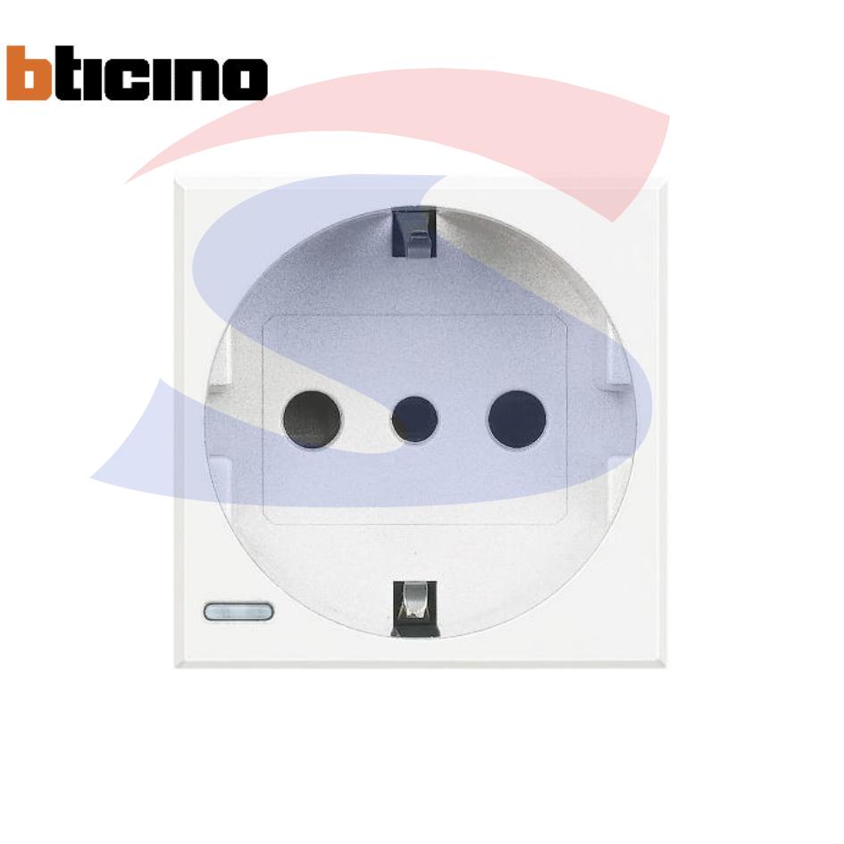 Presa Schuko P30 2P + T serie "Axolute", Bianco - BTICINO HD4140