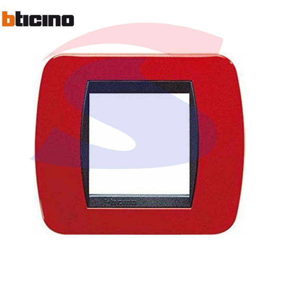 Placca 2 posti color Rosso solid serie LivingInternational - BTICINO L4802RD