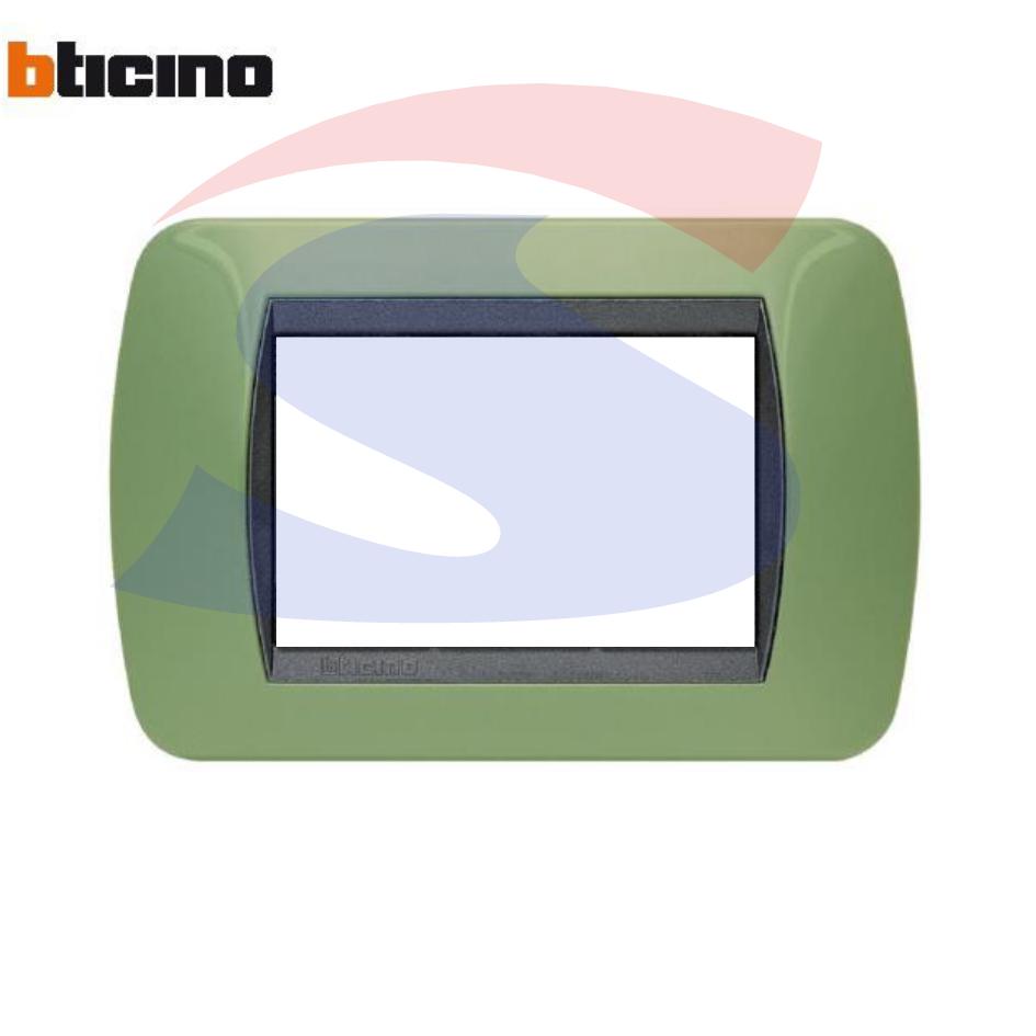Placca 3 posti Verde drugstore serie LivingInternational - BTICINO L4803VR