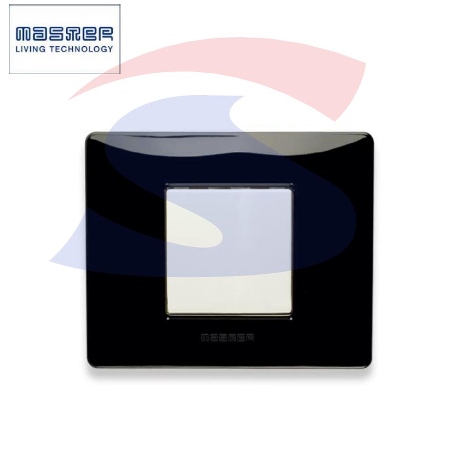 Placca rettangolare 2 posti colore Nero Panther serie Mix - MASTER 21MX202