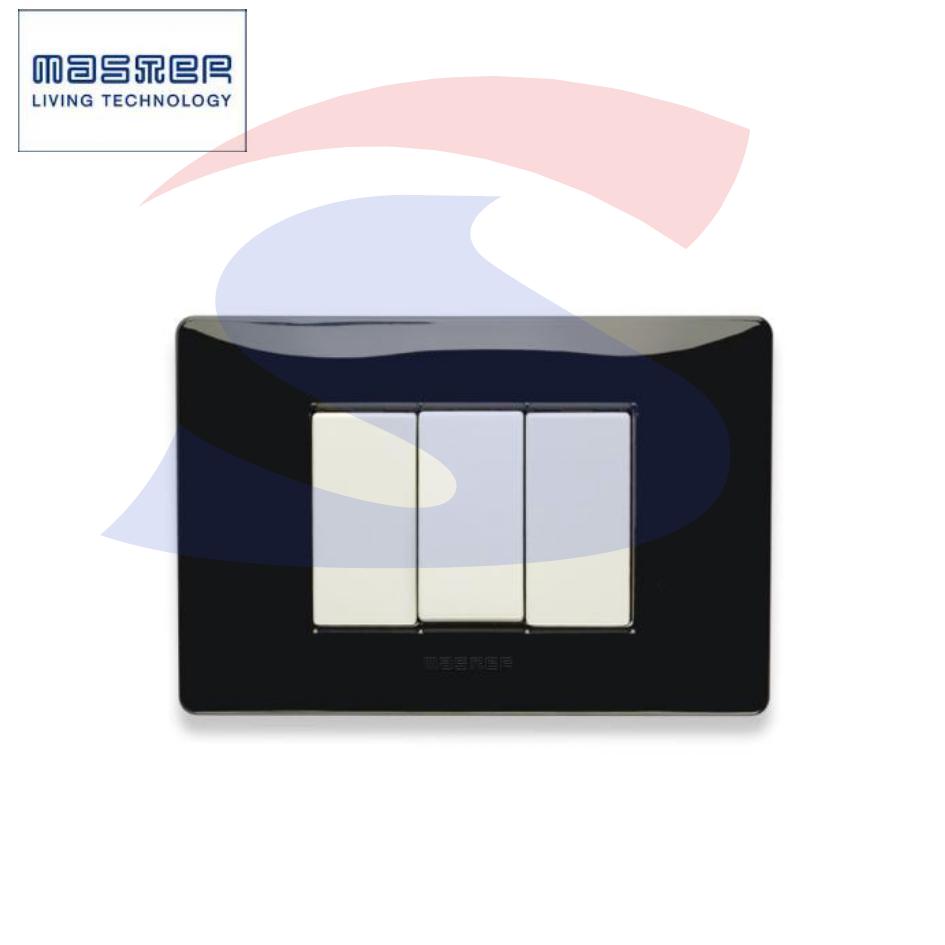 Placca rettangolare 3 posti colore Nero Panther serie Mix - MASTER 21MX203