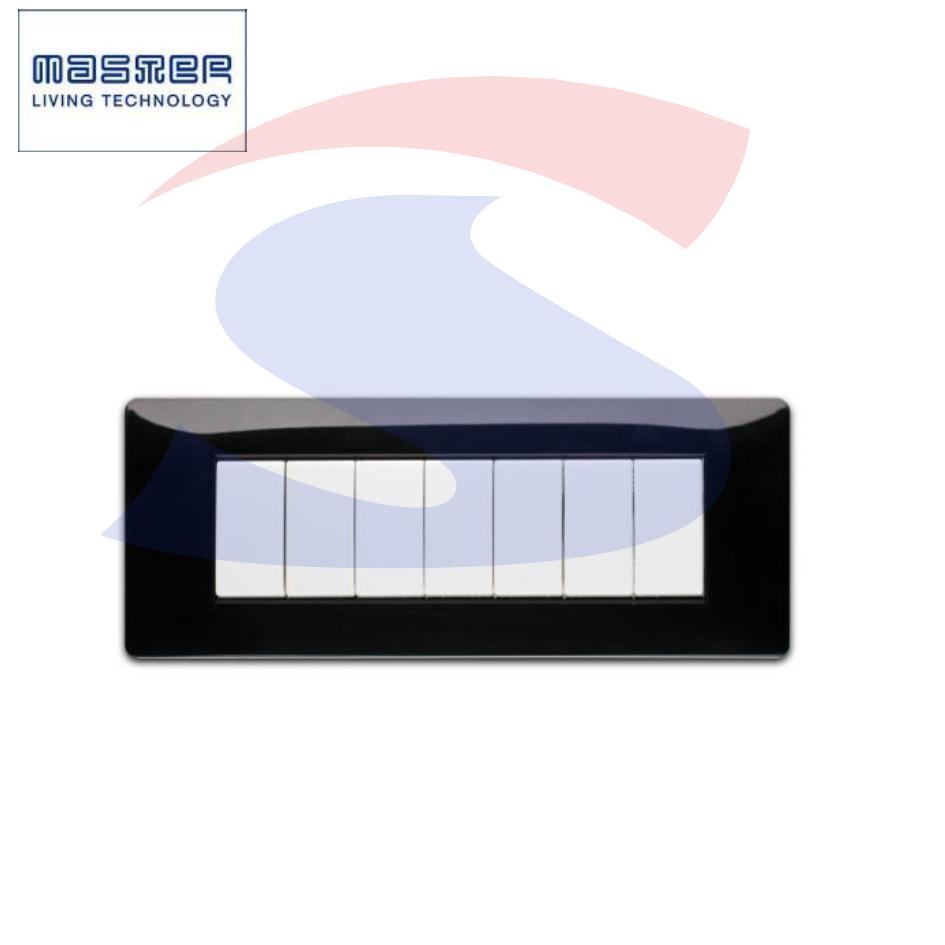 Placca rettangolare 7 posti colore Nero Panther serie Mix - MASTER 21MX207