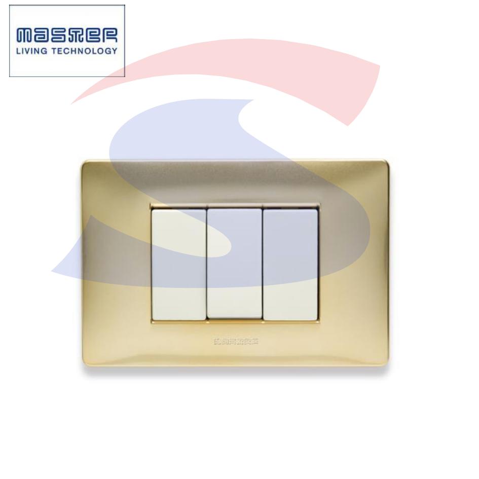 Placca rettangolare 3 posti colore Oro Karat serie Mix - MASTER 21MX243