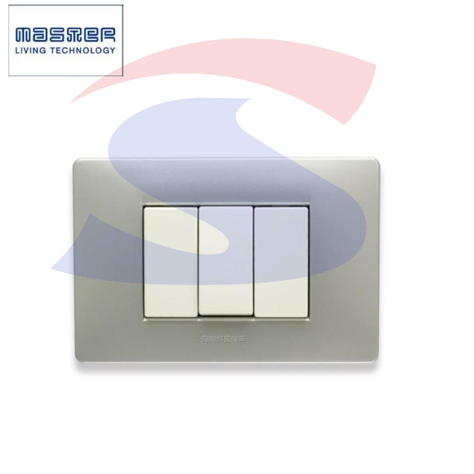 Placca rettangolare 3 posti colore Grey Moon serie Mix - MASTER 21MX253
