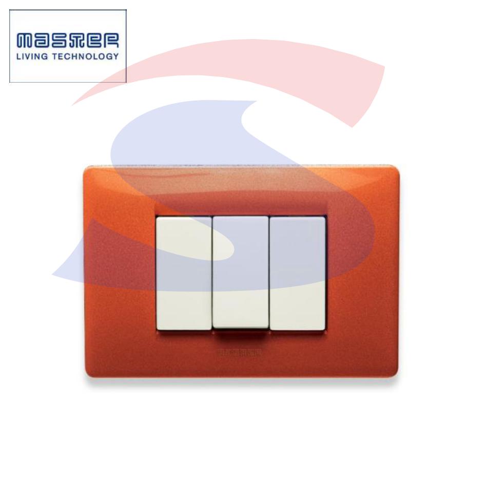Placca rettangolare 3 posti colore Arancio Tibet serie Mix - MASTER 21MX333