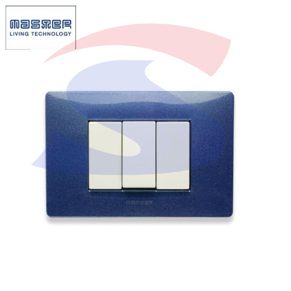 Placca rettangolare 3 posti colore Blu Vega serie Mix - MASTER 21MX353