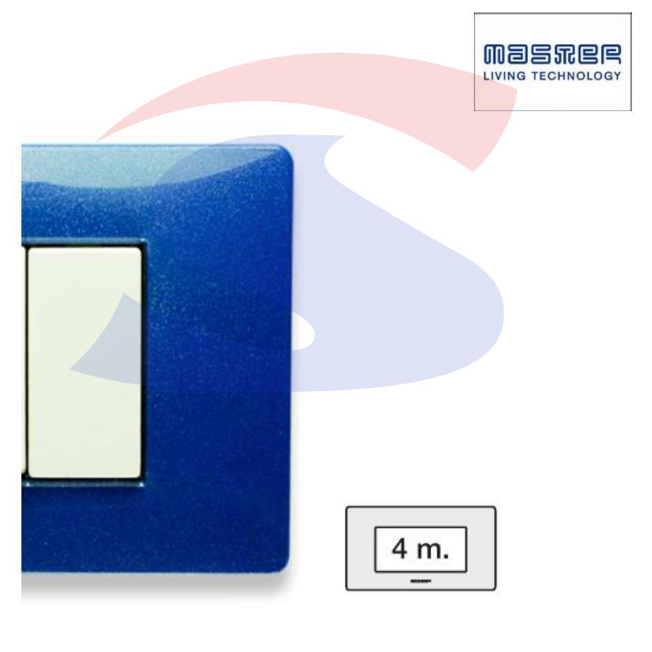 Placca rettangolare 4 posti colore Blu Vega serie Mix - MASTER 21MX354