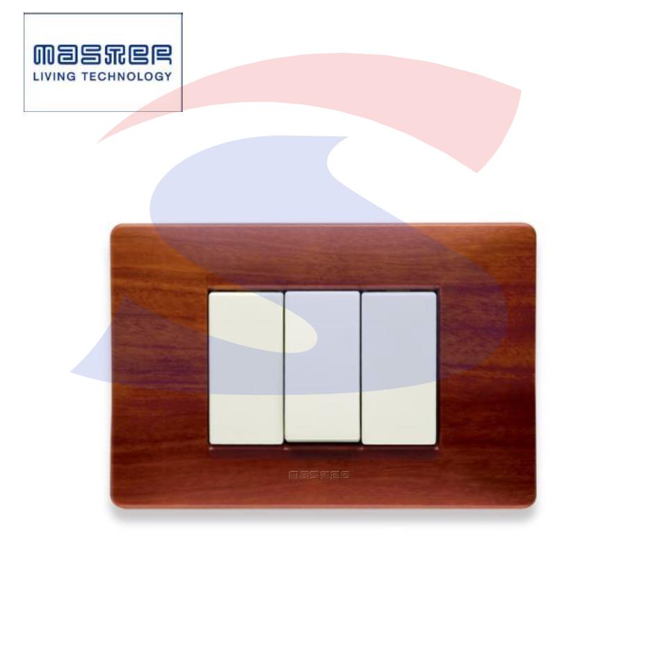 Placca rettangolare 3 posti colore Essenza Cherry serie Mix - MASTER 21MX413