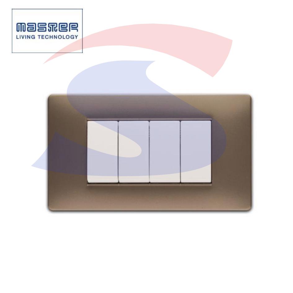 Placca rettangolare 4 posti colore Vulcano serie Mix - MASTER 21MX554