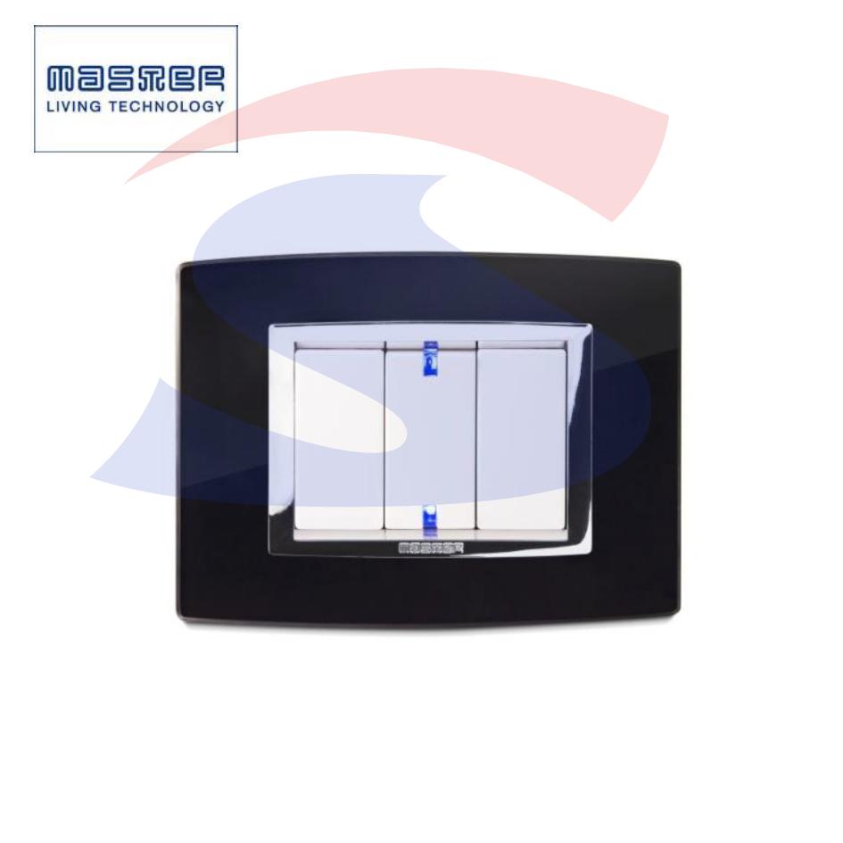Placca in vetro Nero rettangolare 4 posti serie Vitra - MASTER 22VBS204