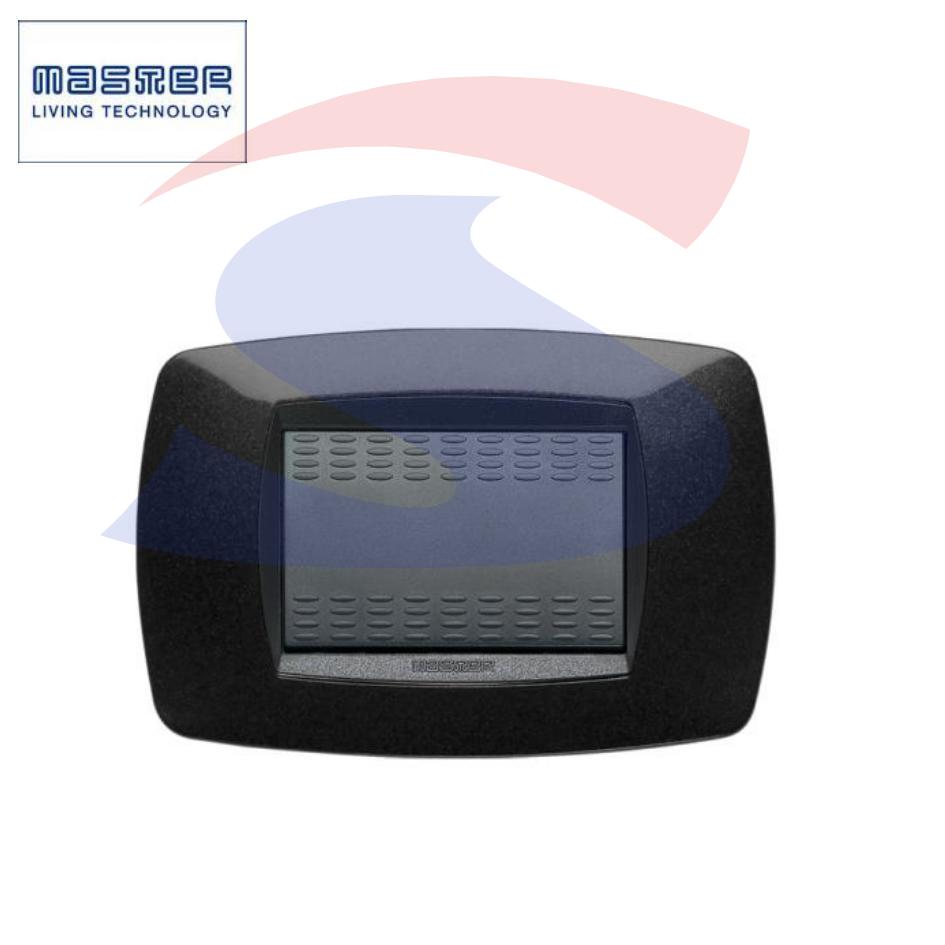 Placca rettangolare 3 posti di colore Nero serie Modo - MASTER 39TC203