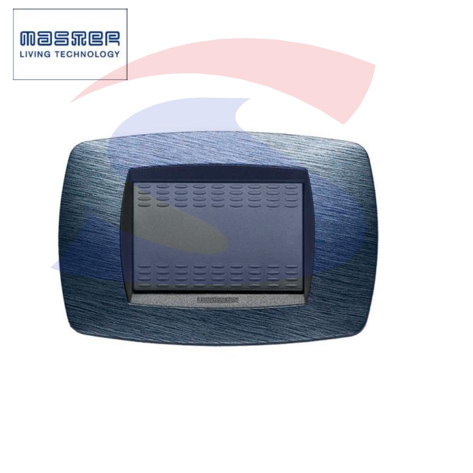 Placca rettangolare 3 posti color Blu satinato serie Modo - MASTER 39TC523