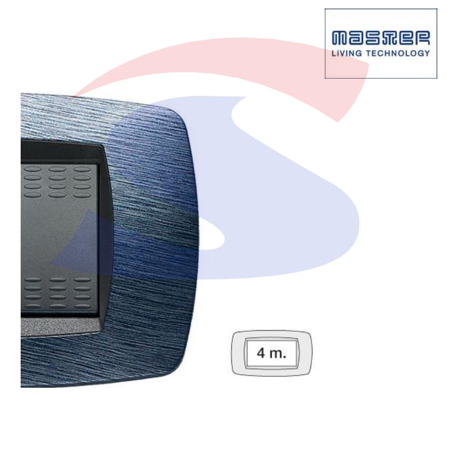 Placca rettangolare 4 posti color Blu satinato serie Modo - MASTER 39TC524