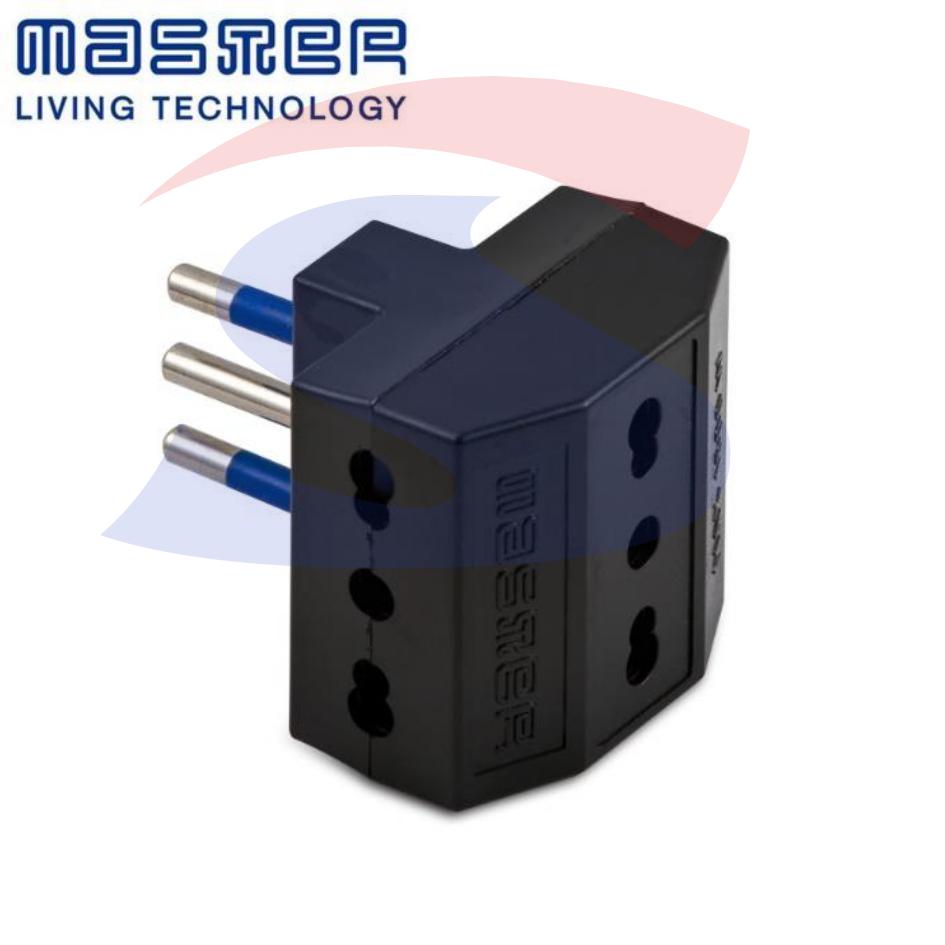 Adattatore Triplo Bivalente Master 2 Poli + T 10 A, Nero - MASTER 05650/NO ITALIA
