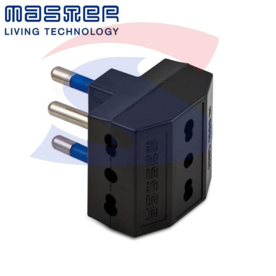Adattatore Triplo Bivalente Master 2 Poli + T 16 A, Nero - MASTER 05660