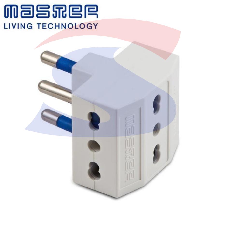 Adattatore Triplo Bivalente Master 2 Poli + T 16 A, Bianco - MASTER 05661