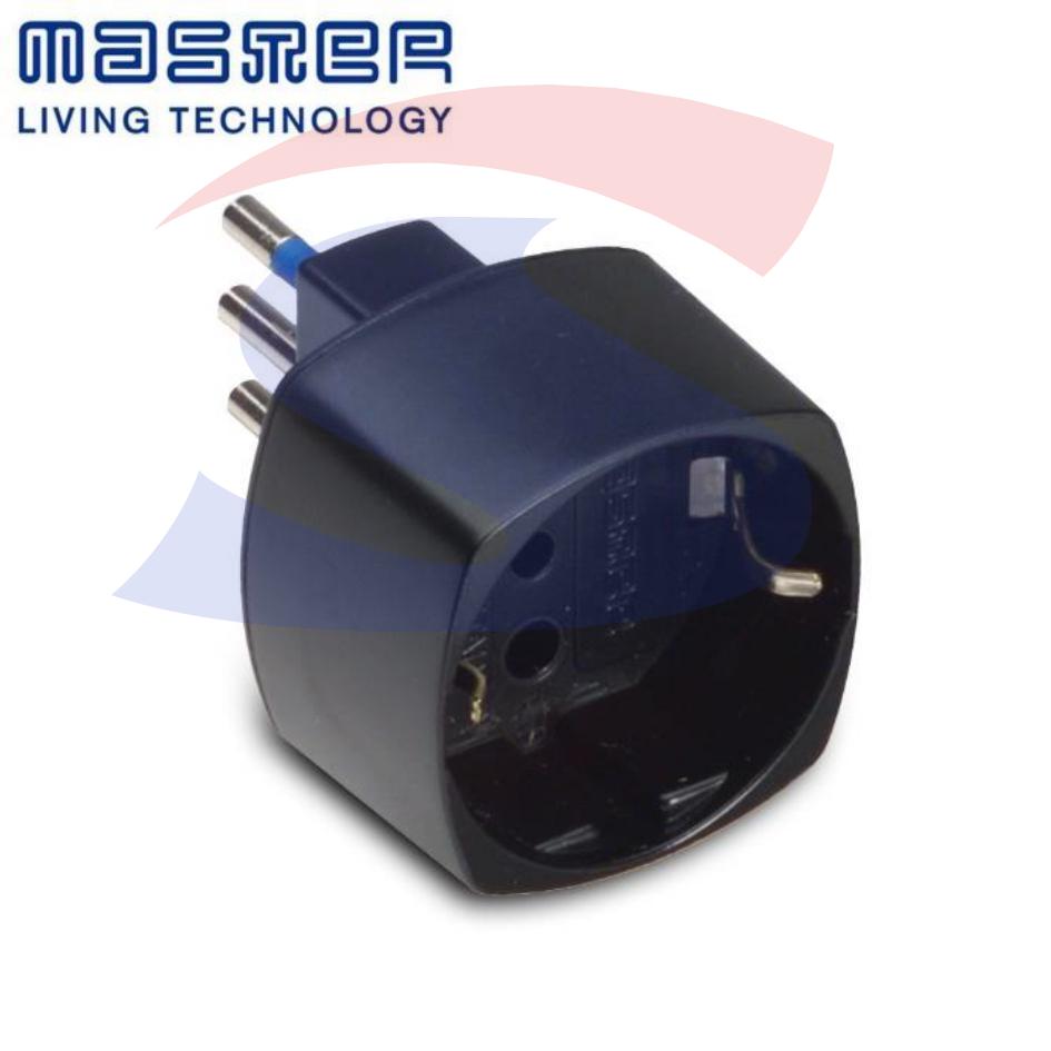 Adattatore Singolo Master 2 Poli + T 10 A, Nero - MASTER 05870
