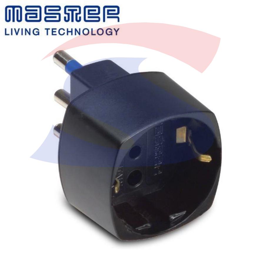 Adattatore Singolo Master 2 Poli + T 16 A, Nero - MASTER 05880