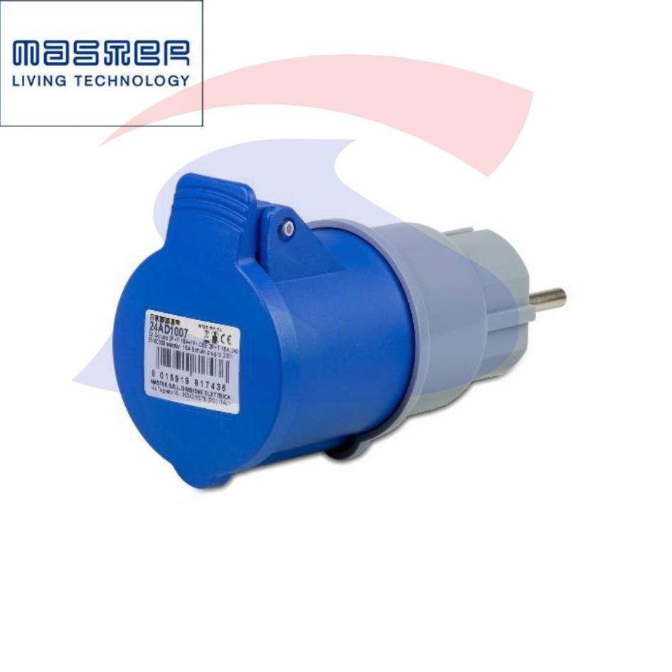 Adattatore industriale Spina Schuko S30 e presa CEE 2P+T 16A - MASTER 24AD1007