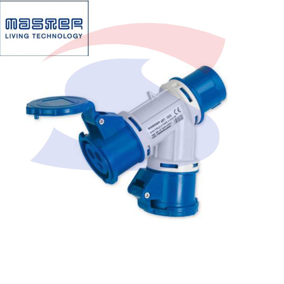 Moltiplicatore industriale Spina 2P+T e 2 prese 2P+T 16A - MASTER 24MP2003