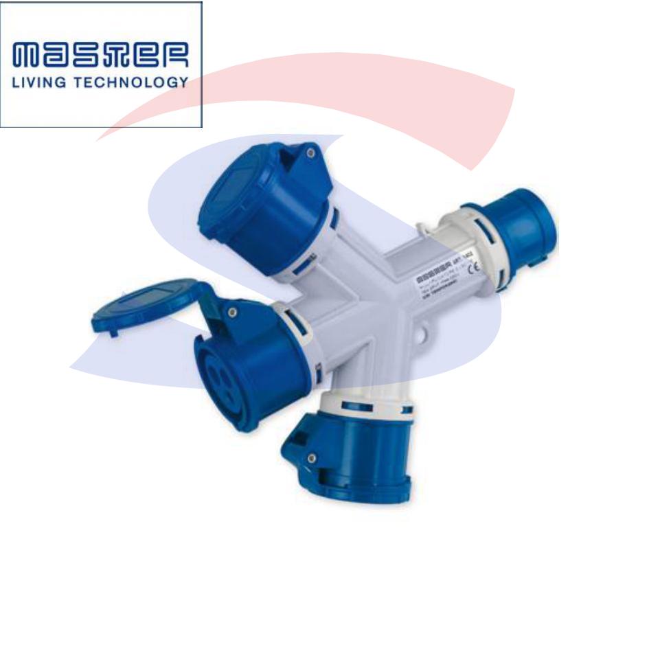 Moltiplicatore industriale Spina 2P+T e 3 prese 2P+T 16A - MASTER 24MP3007
