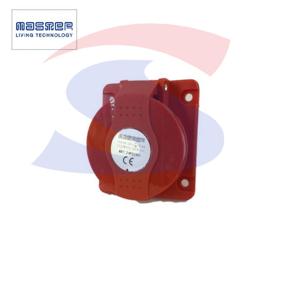 Presa fissa da incasso 3P+T da 16A 380-415 V, Rosso - MASTER 24PQ3001
