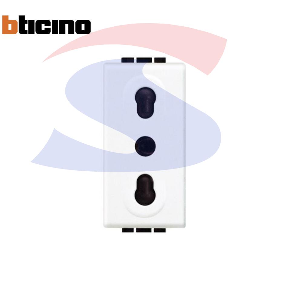 Presa bivalente "LivingLight" 2P+T da 10/16 A, Bianco - BTICINO N4180
