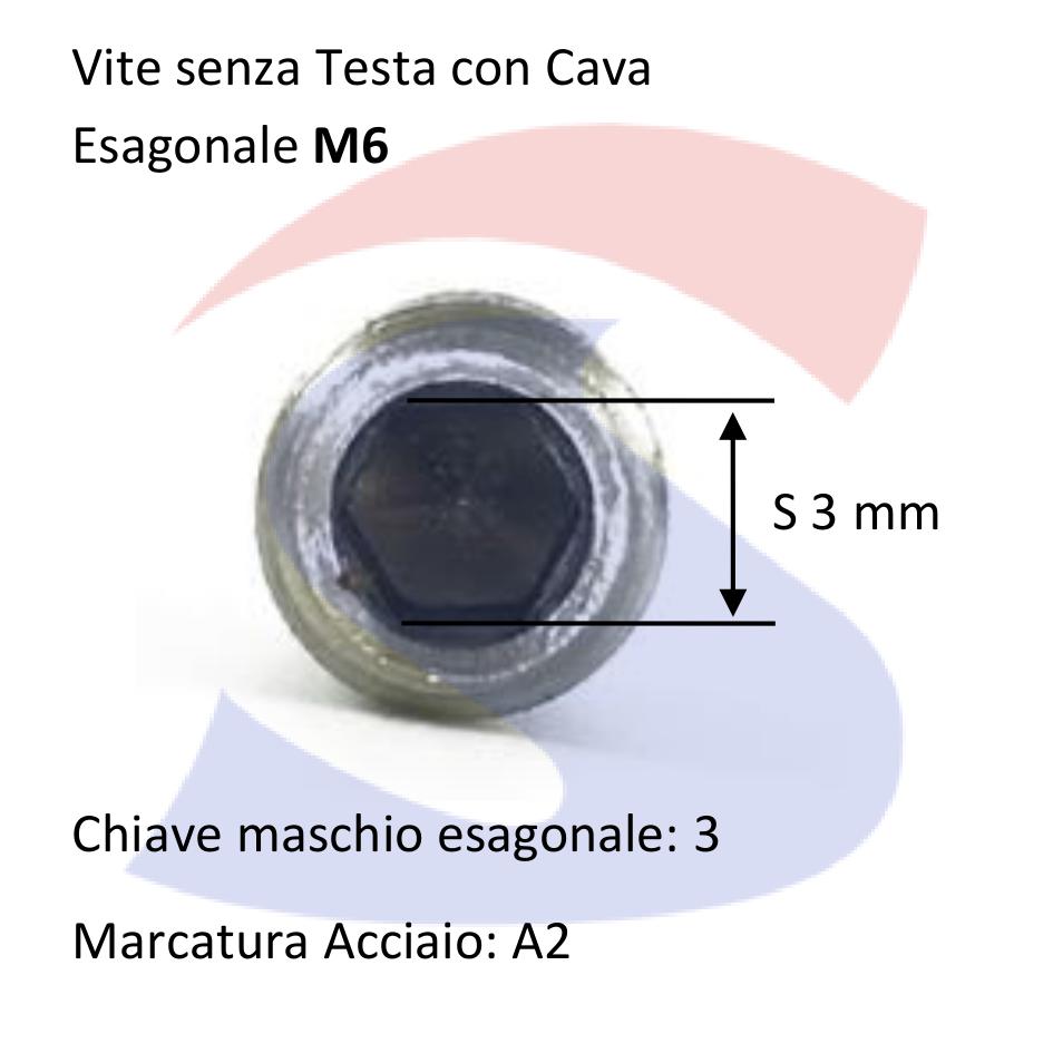 Vite senza Testa (GRANO) con Estremità Conica Inox 6X30 - VITI GRACONINM06X30