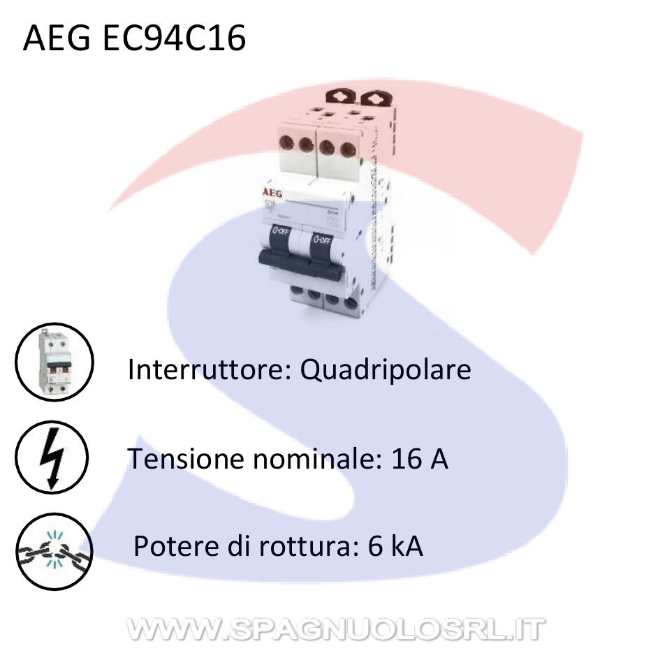 Interruttore automat. quadripolare Compatto AEG Elfa90; 16 A - AEG EC94C16/ANN